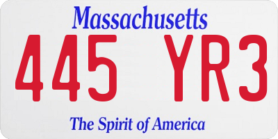 MA license plate 445YR3