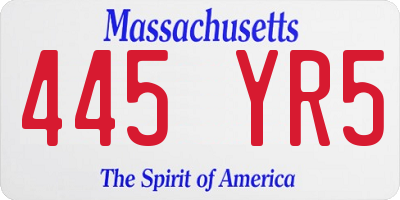 MA license plate 445YR5