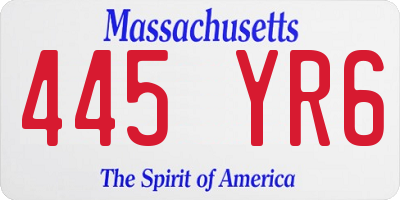 MA license plate 445YR6