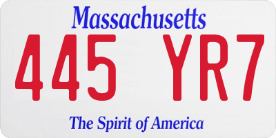 MA license plate 445YR7