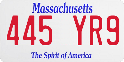 MA license plate 445YR9