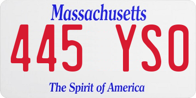 MA license plate 445YS0