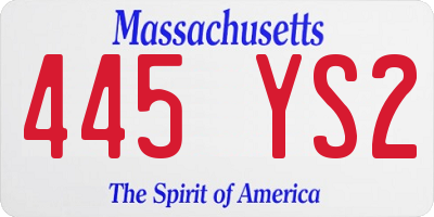MA license plate 445YS2