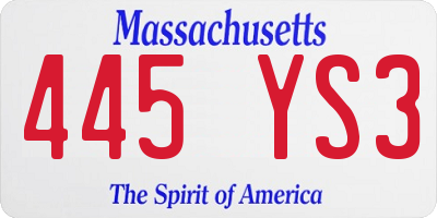 MA license plate 445YS3