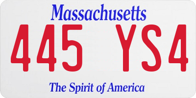 MA license plate 445YS4
