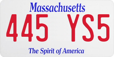 MA license plate 445YS5