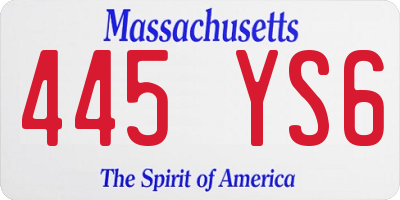 MA license plate 445YS6