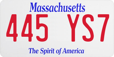 MA license plate 445YS7