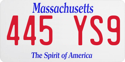 MA license plate 445YS9