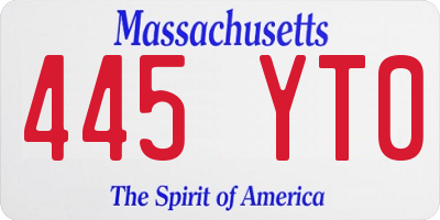 MA license plate 445YT0