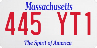 MA license plate 445YT1