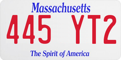 MA license plate 445YT2