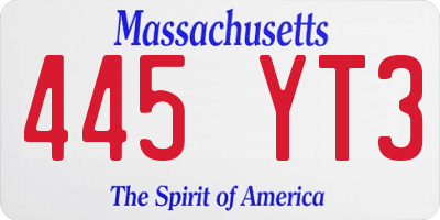 MA license plate 445YT3