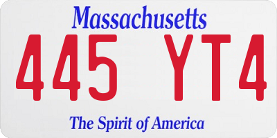MA license plate 445YT4