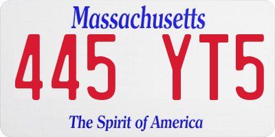 MA license plate 445YT5