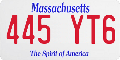 MA license plate 445YT6