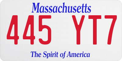 MA license plate 445YT7