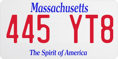 MA license plate 445YT8