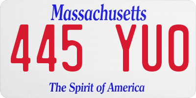 MA license plate 445YU0