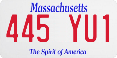 MA license plate 445YU1