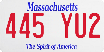 MA license plate 445YU2