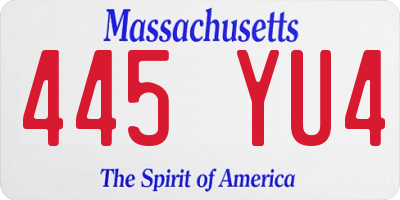 MA license plate 445YU4
