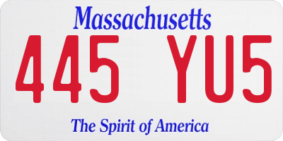 MA license plate 445YU5