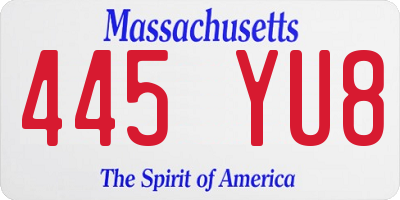 MA license plate 445YU8
