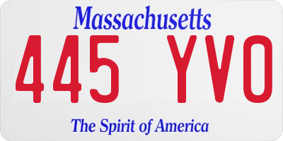 MA license plate 445YV0