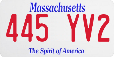 MA license plate 445YV2