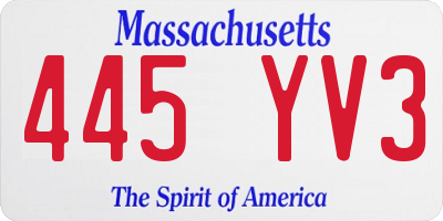 MA license plate 445YV3