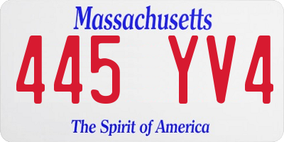 MA license plate 445YV4