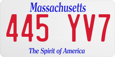 MA license plate 445YV7