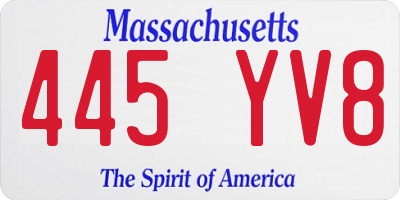 MA license plate 445YV8