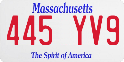 MA license plate 445YV9