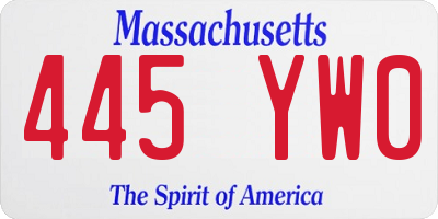 MA license plate 445YW0