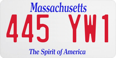 MA license plate 445YW1