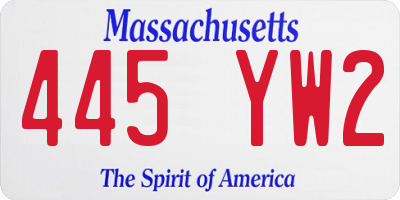 MA license plate 445YW2