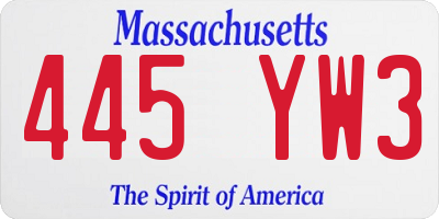 MA license plate 445YW3