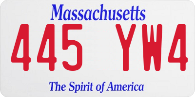 MA license plate 445YW4