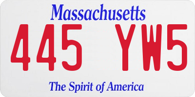 MA license plate 445YW5