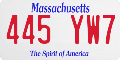 MA license plate 445YW7