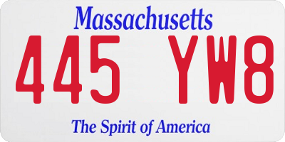 MA license plate 445YW8