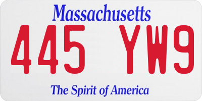MA license plate 445YW9