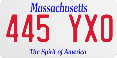 MA license plate 445YX0
