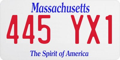 MA license plate 445YX1