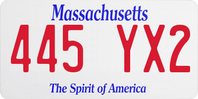 MA license plate 445YX2