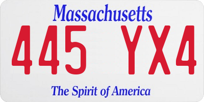 MA license plate 445YX4