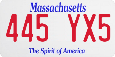 MA license plate 445YX5