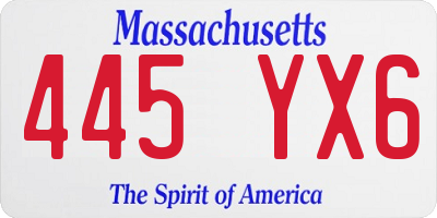 MA license plate 445YX6
